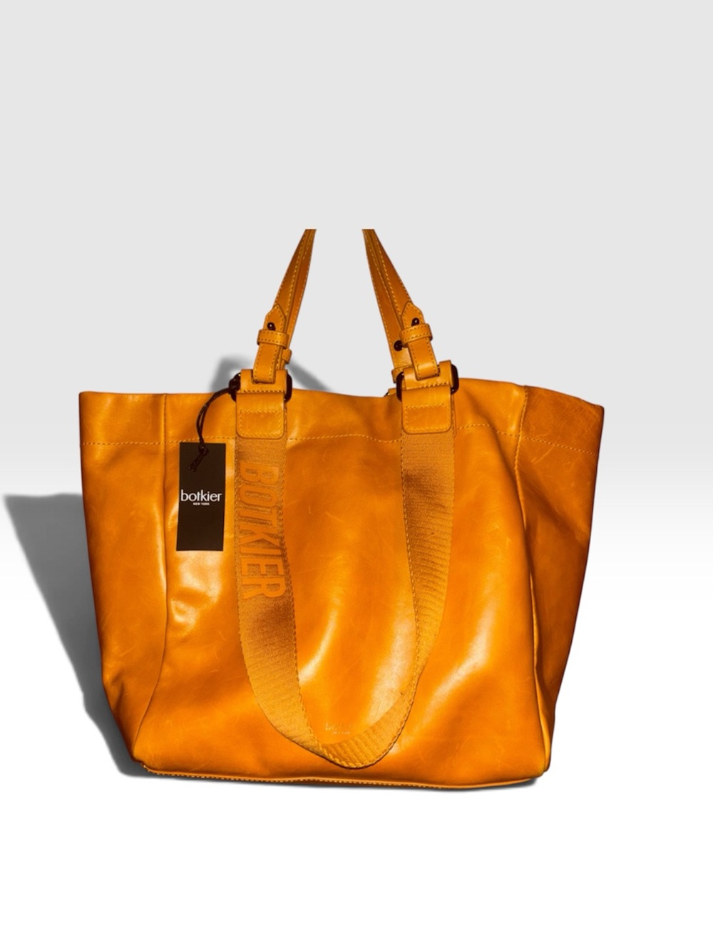 Botkier Bedford Leather Tote in Warm Tan with Branded Strap